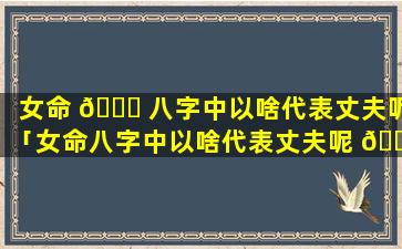 女命 💐 八字中以啥代表丈夫呢「女命八字中以啥代表丈夫呢 🐡 图片」